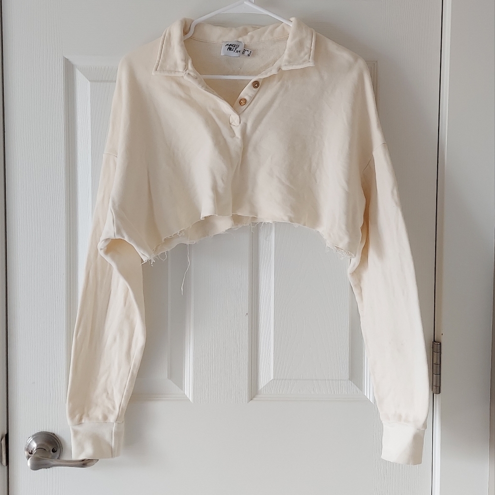 Princess Polly Crop Sweatshirt with Collar Size 4